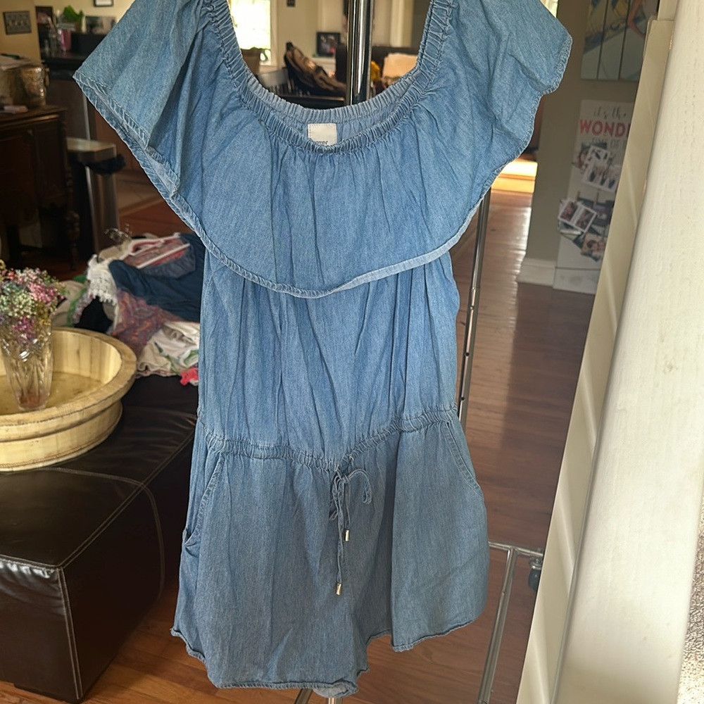 Denim Off Shoulder Romper